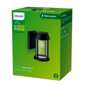 Aplique Bellini Negro Redondo IP44 Exterior E27 (Sin Bombilla) – Philips - Imagen 2