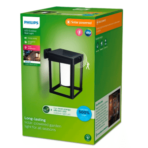 Aplique Camill C LED 1×1,4W 3000K Solar Ultra Eficiente con Sensor Negro M IP44 – Philips - Imagen 2