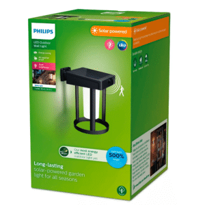 Aplique Camill R LED 1×1,4W 3000K Solar Ultra Eficiente con Sensor Negro M IP44 – Philips - Imagen 2