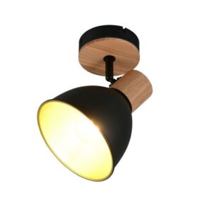 Aplique DELUME metal y madera E27 40W IP20 negro-madera - TRIO Lighting - Imagen 1