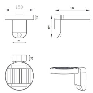 Aplique exterior solar LED POSADAS con sensor IP44 - TRIO Lighting - Imagen 5