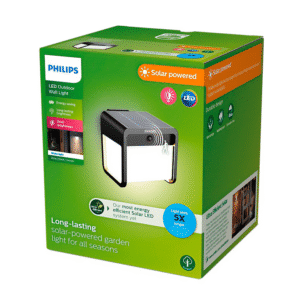 Aplique Ezra LED 1×1,8W 3000K Solar con Sensor Ultra Eficiente Negro IP44 – Philips - Imagen 3