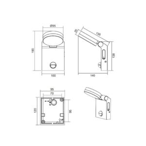 Aplique LED ADOUR 7.5W 750lm regulable con sensor IP44 negro - TRIO Lighting - Imagen 5