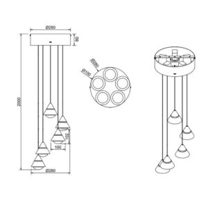 Lámpara colgante LED ROMEO 5 luces 35W 3500lm negro IP20 - TRIO Lighting - Imagen 4