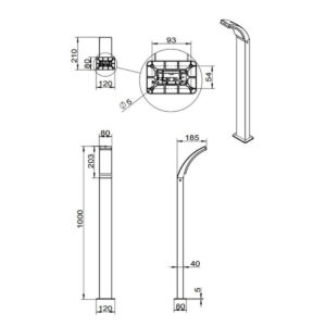 Poste LED BEJA 100cm 12.5W 1650lm 4000K IP44 antracita - TRIO Lighting - Imagen 3