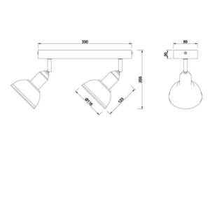 Regleta DELHI 2 focos industrial orientable - TRIO Lighting - Imagen 3